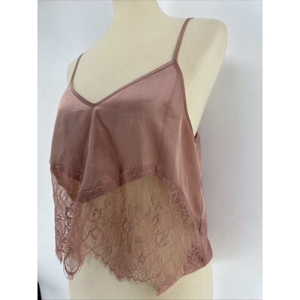 WAYF Satin Sleeveless Blouse Lace Trim - Picture 3 of 11